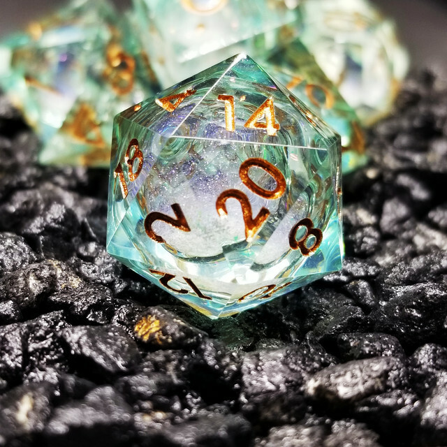 Sage's Ocean Souls Liquid Core Sharp Edge Resin Dice Set