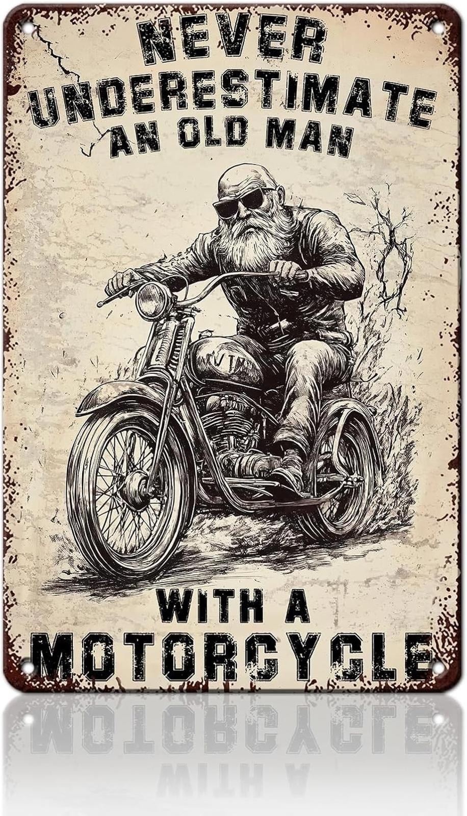 Motorcycle Tin Sign Aluminum Metal 8x12 Funny Garage Wall Decor