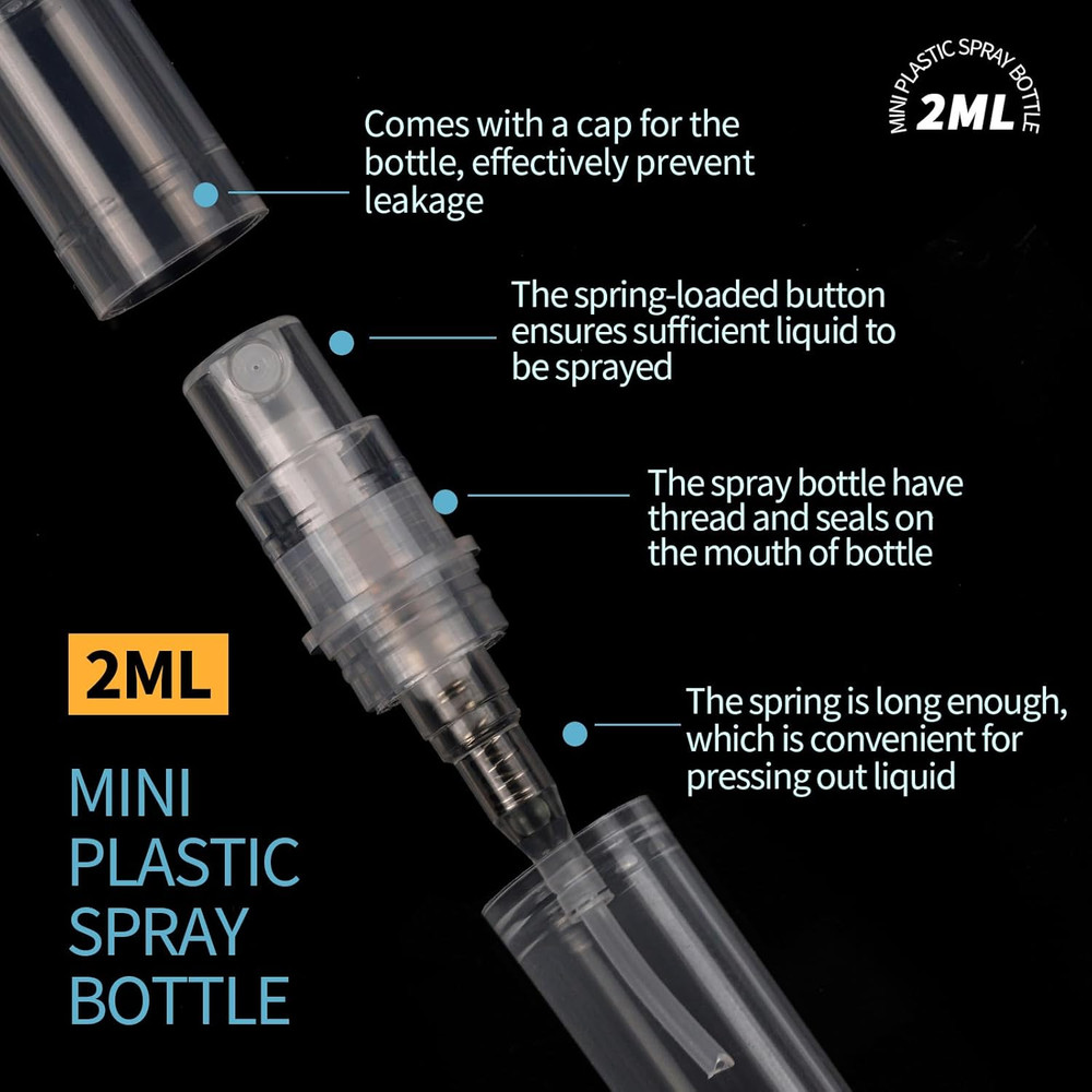 Mini Spray Bottle, 60PCS 2Ml Mini Clear Plastic Spray Bottle Empty, Fine Mist...