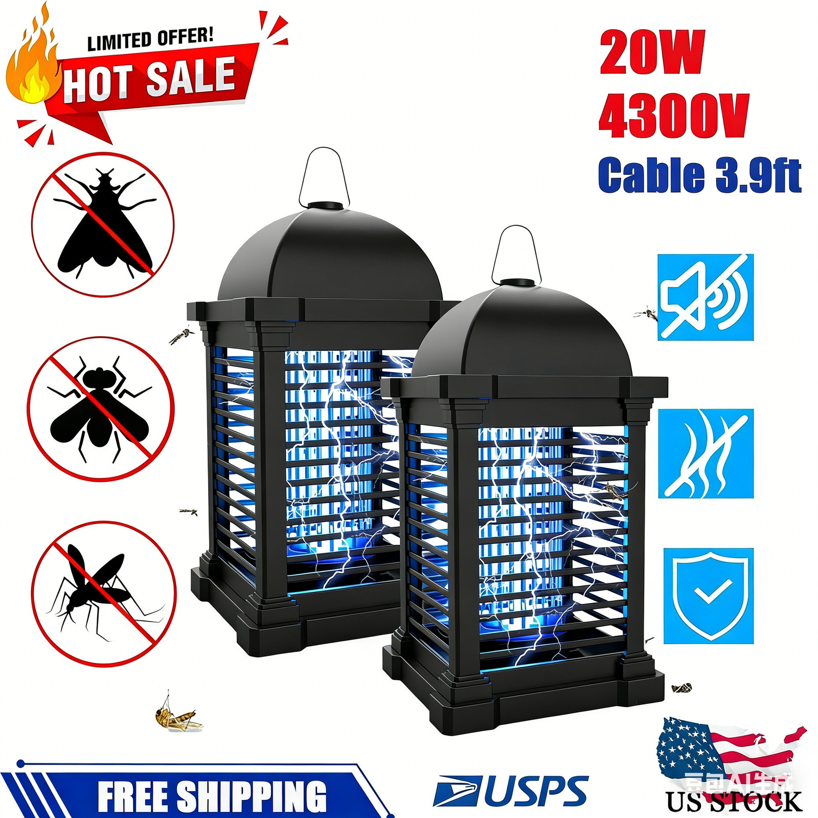 Mosquito Fly Bug Insect Zapper Killer Indoor Outdoor Electronic Light Trap Lamp