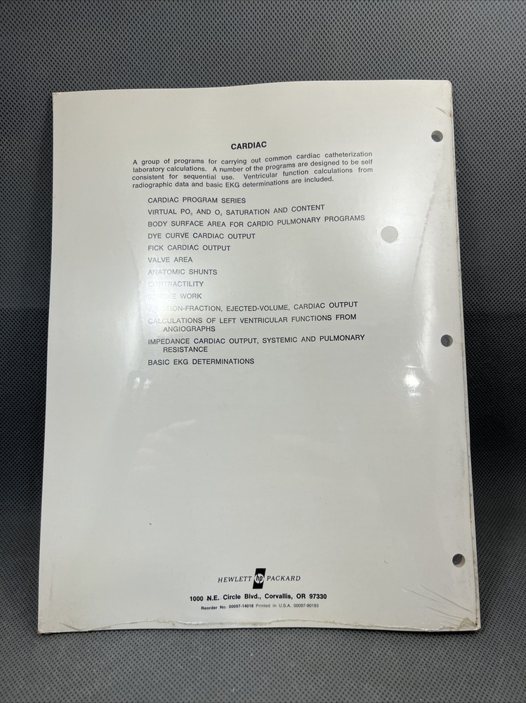 HP-67/HP-97 User's Library Solutions: Cardiac, NEW