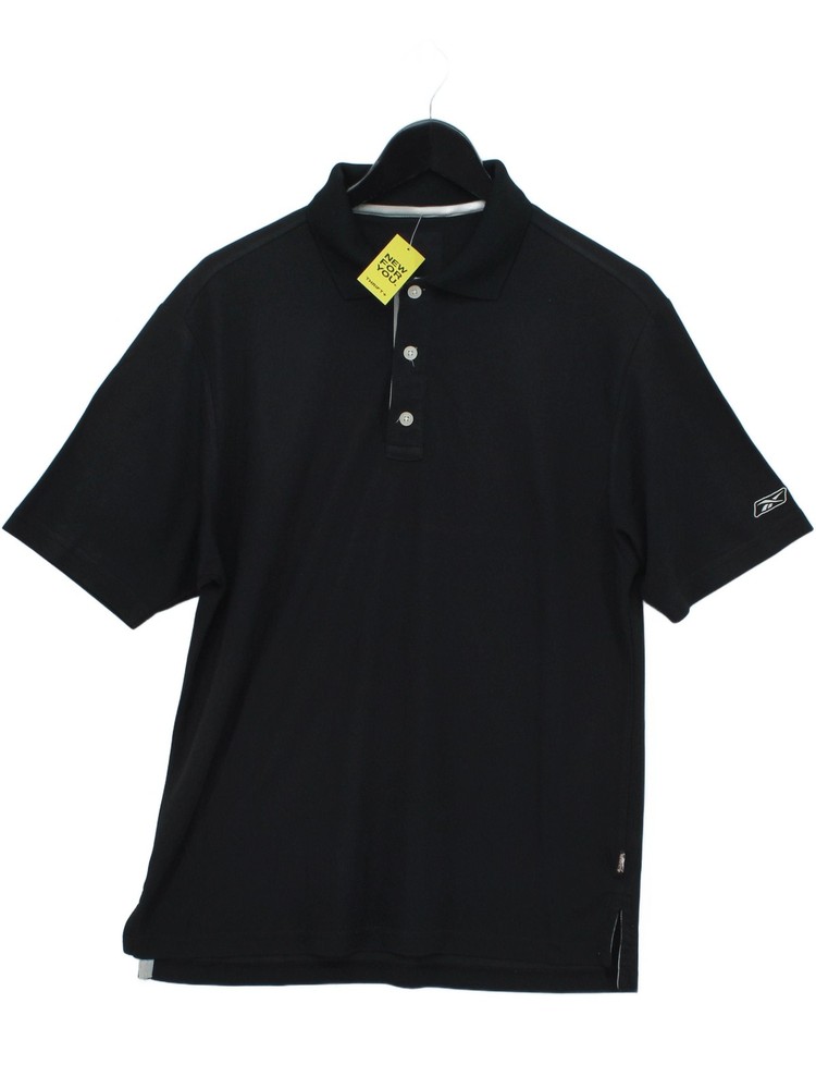 Reebok Men's Polo L Black 100% Polyester Collared Basic
