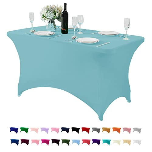 Spandex Table Cover for 4FT Table Universal Fitted 48" x 30" (Square) Aqua