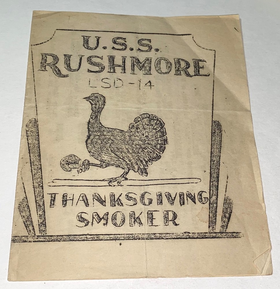 Rare American WWII Navy USS Rushmore Thanksgiving Smoker Boxing Program! 1944!