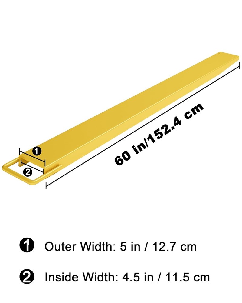 1 Pair 60''/72"/84" Length Pallet Fork Extensions 4.5" Width Forklift Extensions