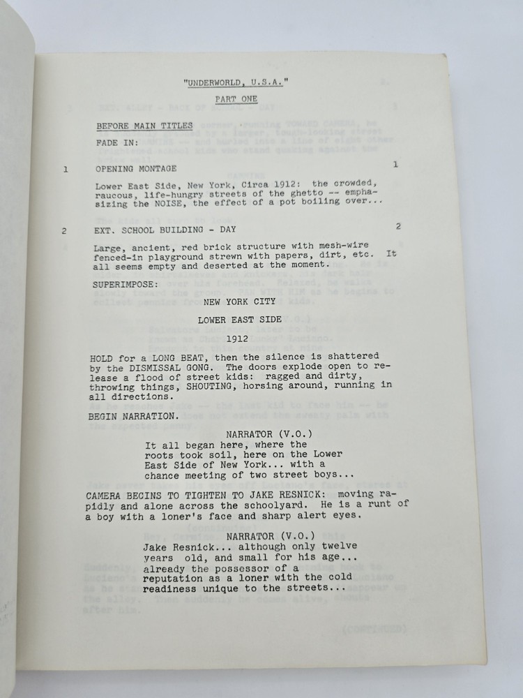 UNDERWORLD, U.S.A.: PART ONE / Abram S. Ginnes 1976 Unproduced Screenplay Script