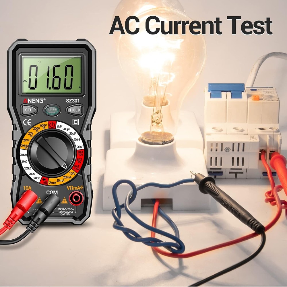 ANENG Digital Multimeter with Case,DC AC Voltmeter,Ohm Volt Amp Black