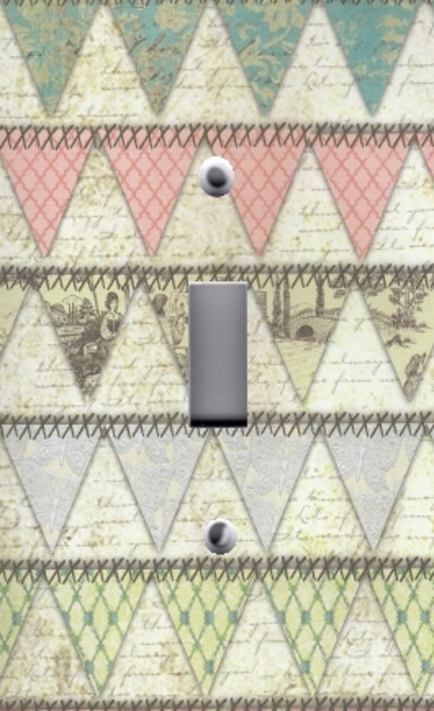 Light Switch Plate  Outlet Covers MULTI COLORED VINTAGE BANNERS