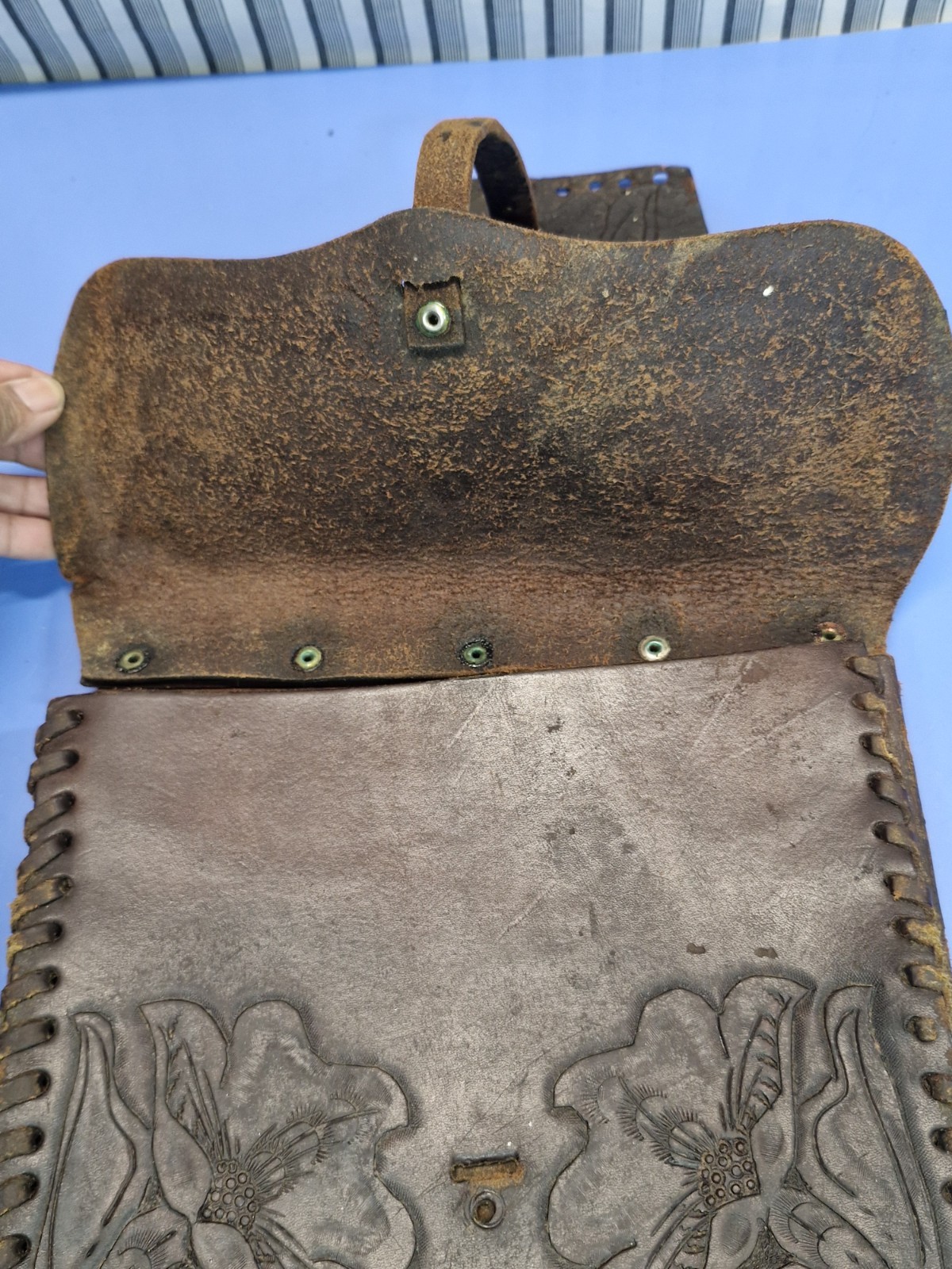 Vintage Tooled Leather Saddle Bags Motorcycle Saddlebag Set Floral Western