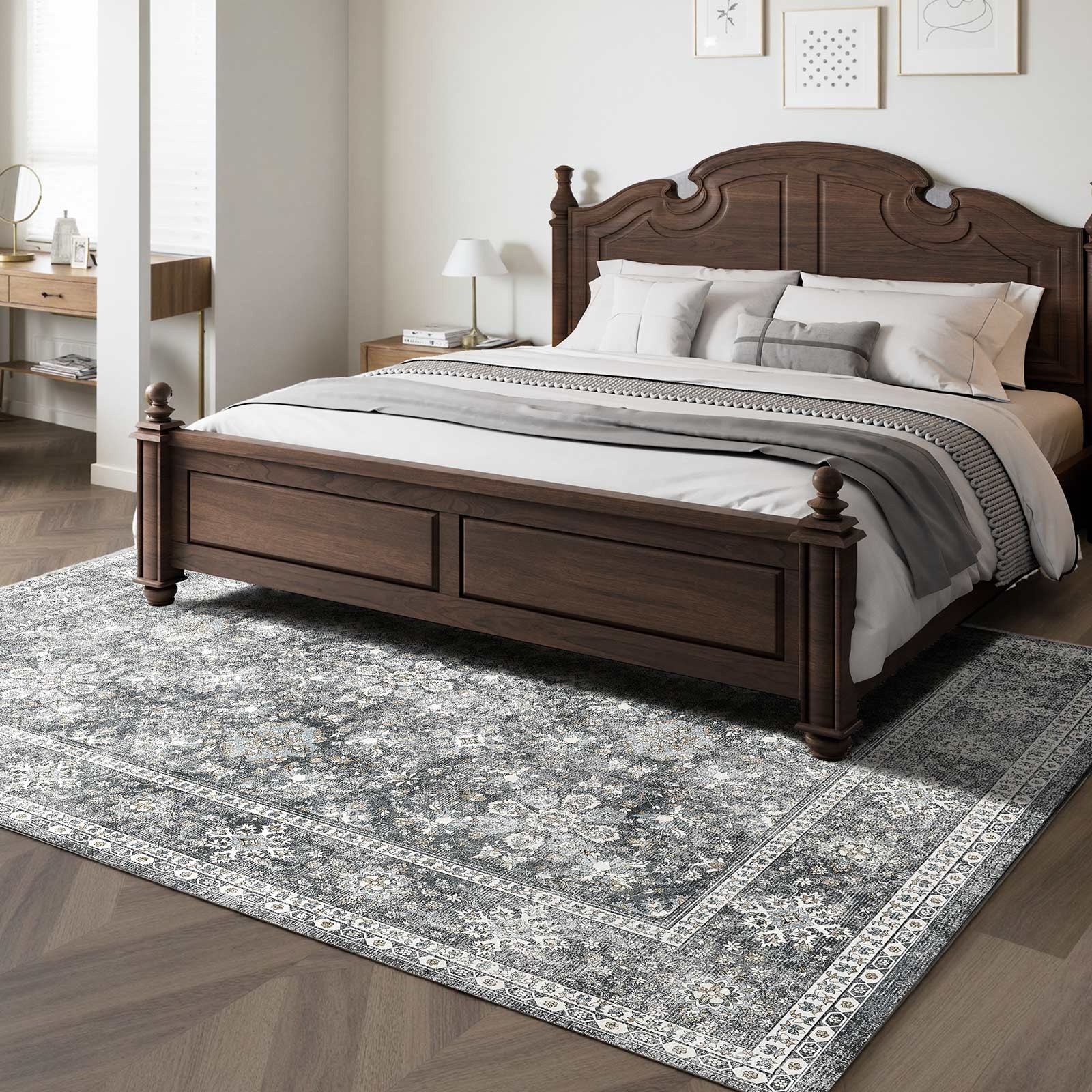 8 x 10ft Area Rug Floor Mat Indoor Carpet Washable Vintage Throw Rugs Anti Skid