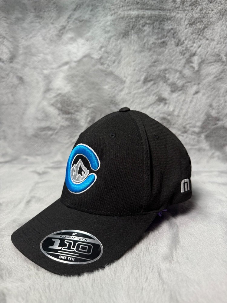 Travis Mathew Hat Cap Black Blue Snap Back Flex Fit Patch Logo Casual Adjustable