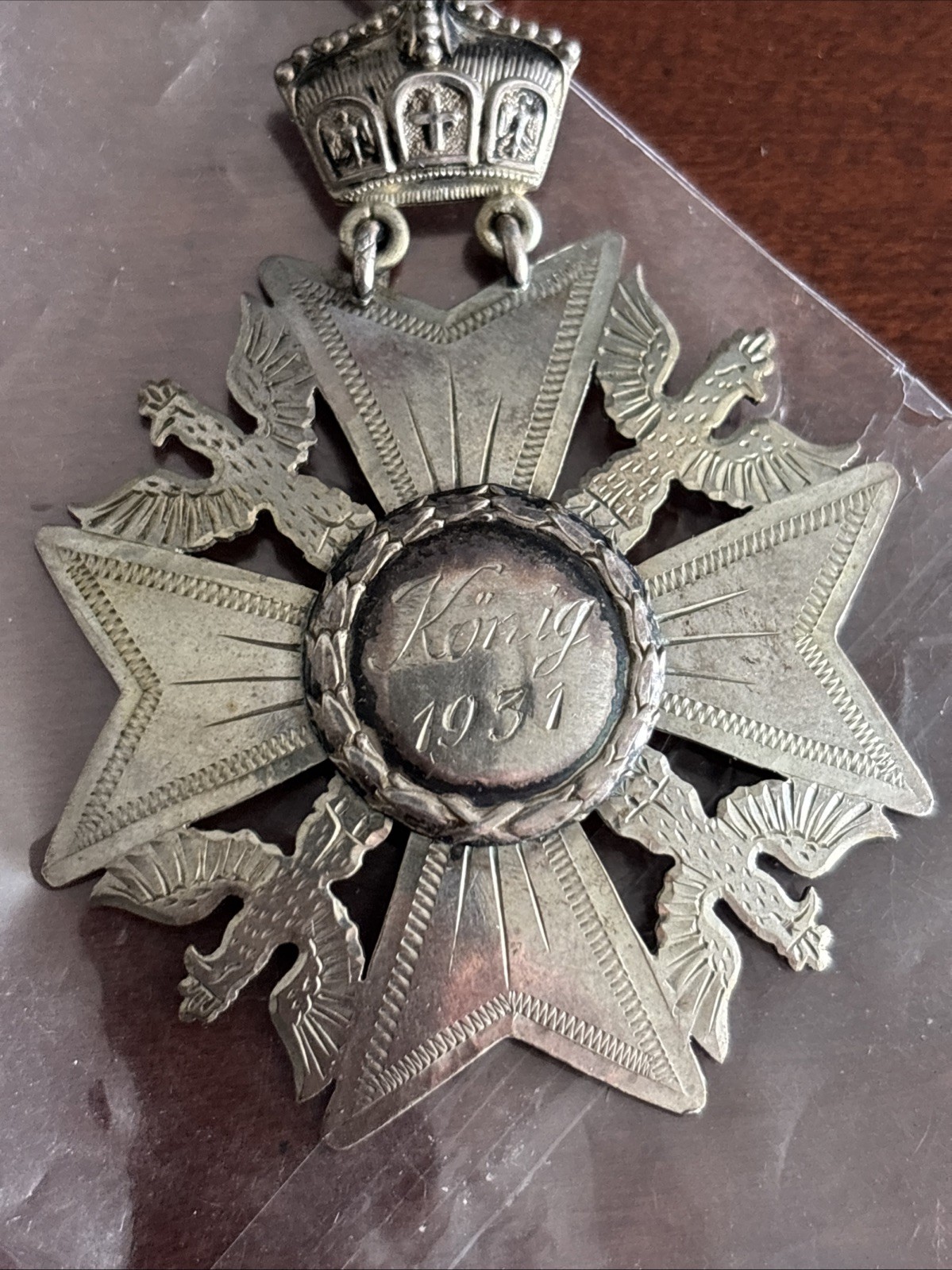 1931 800 Silver Double Maker Marked Engraved German medal