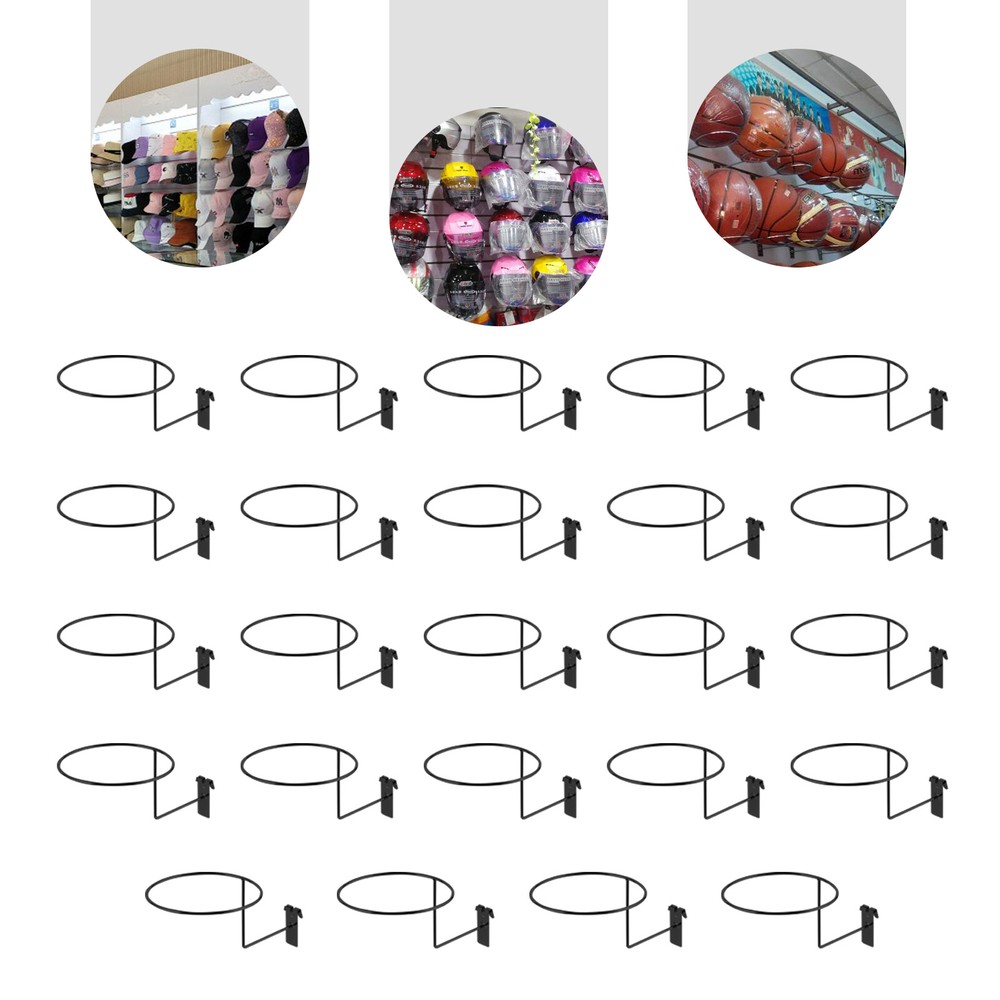 Wall Mount Hat Rack Gridwall Hooks Round Slat Panels Cap Rack for Retail Display