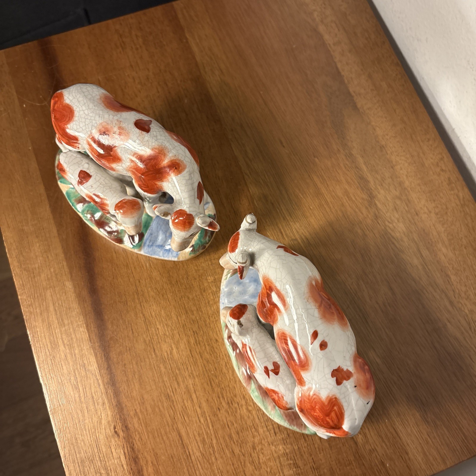 Set of 2 Staffordshire Cow and Calf Figurines