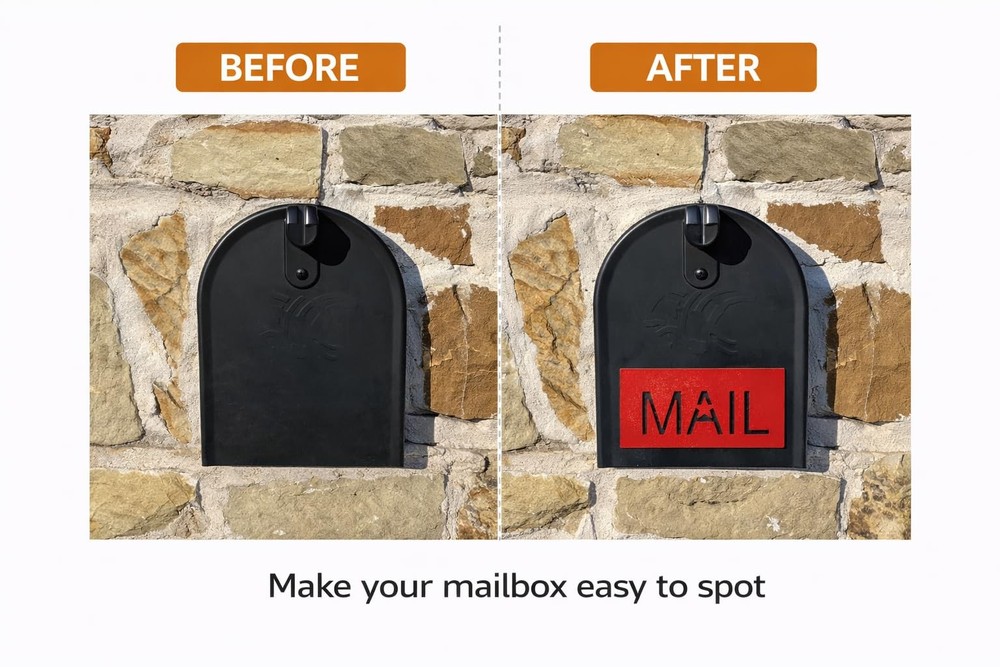 MAIL Design Mailbox Flag for Stone or Brick Encased Mailboxes, Replacement Re...