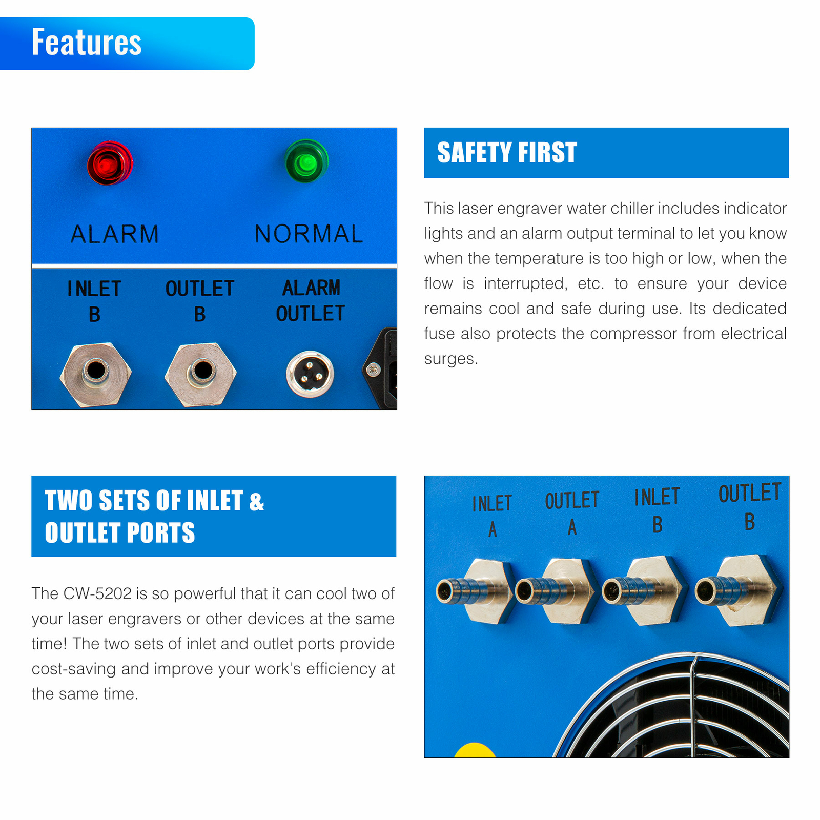 OMTech Water Chiller 6000 5202 5200 5000 3000 for CO2 Laser Engraver Cutter