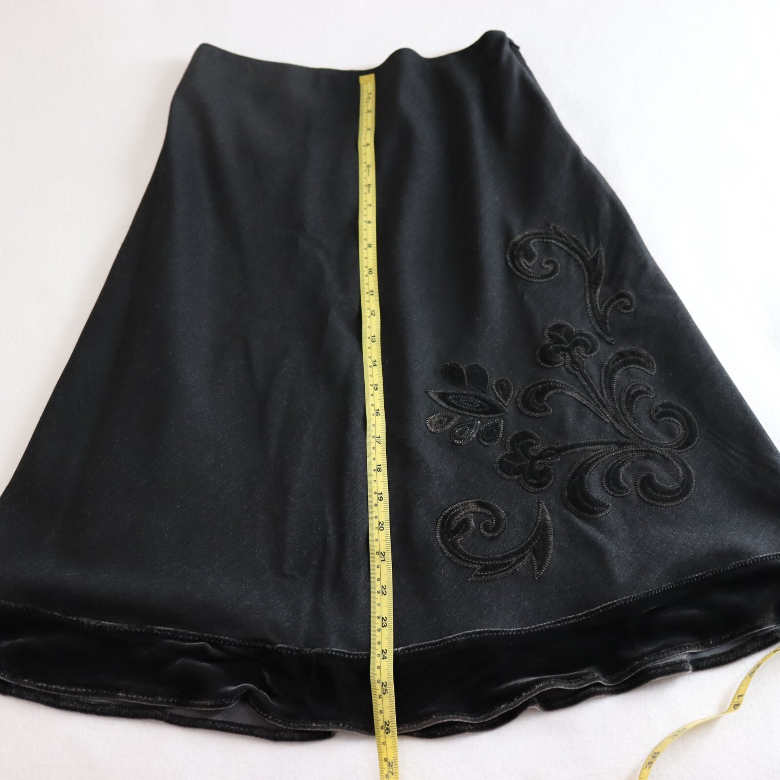 Sussan Womens Vintage Y2K Skirt Size 8 Charcoal A Line Silk Velvet Trim NWT NEW