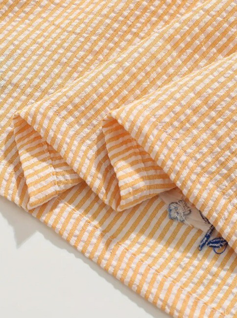 NEW Farm Goose Girls Yellow Smocked Seersucker Dress