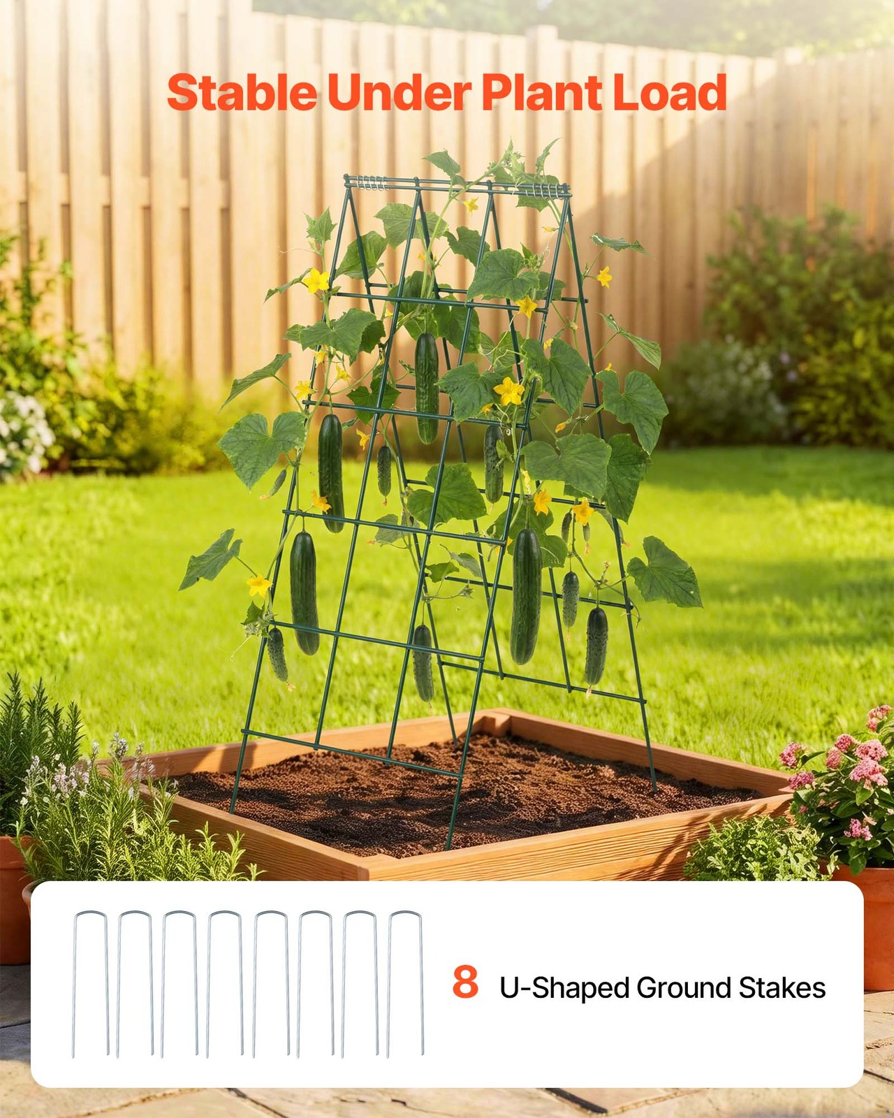 VEVOR Cucumber Trellis 4 Pack A-Frame Metal for Raised Bed Vines 46.06x18.11 in