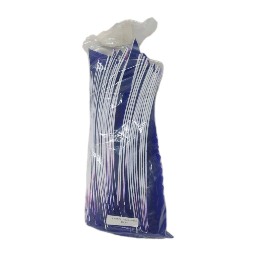 100 Pack Bullseye Feathers FULL LENGTH 9" Right Wing: Solid Purple