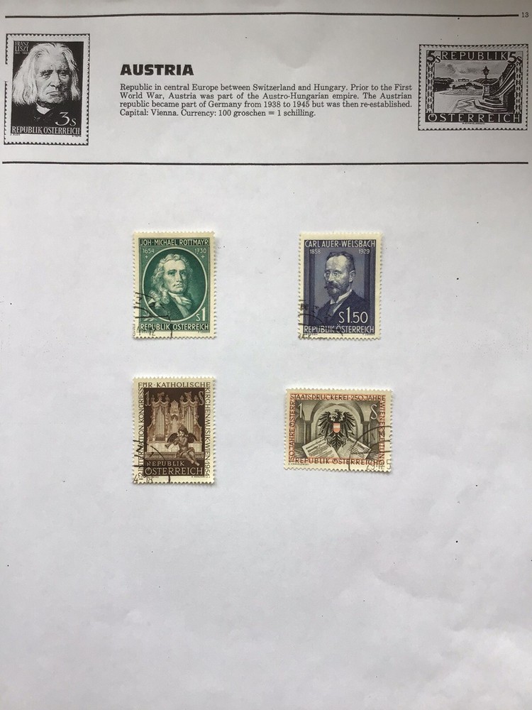 Austria 1954 Fine Used 4 Commemoratives