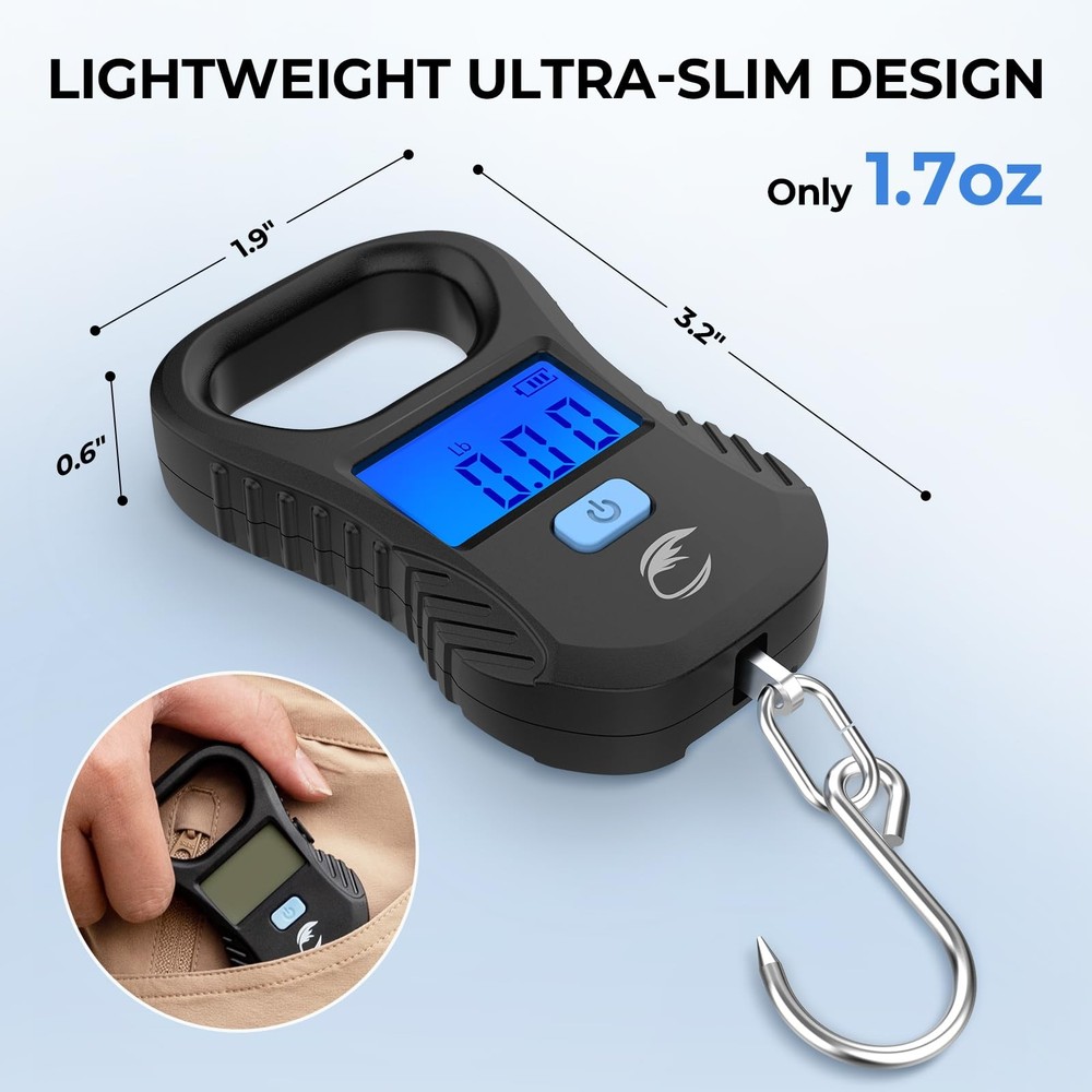 Lightweight Fish Scale, Rechargeable Digital Scale with USB Cable, 55lb Capac...