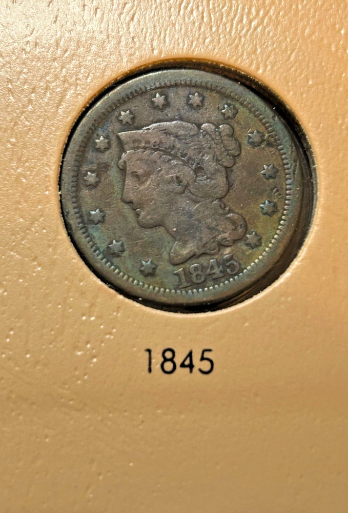 1845 Coronet Head Large Cent, Partial Liberty, Good Reverse - B16-37