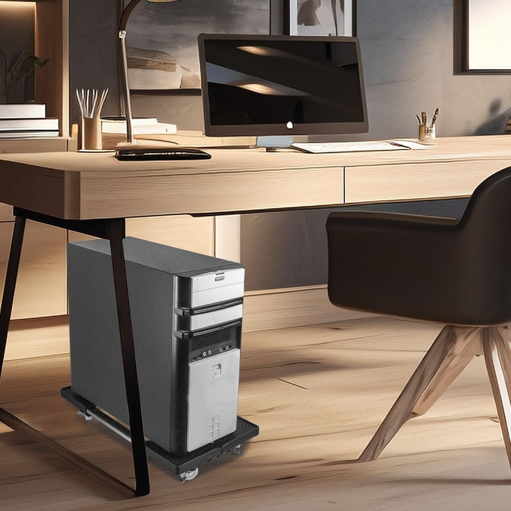 Niciksty Adjustable Mobile CPU Stand, Ventilated Computer Tower Stand Black