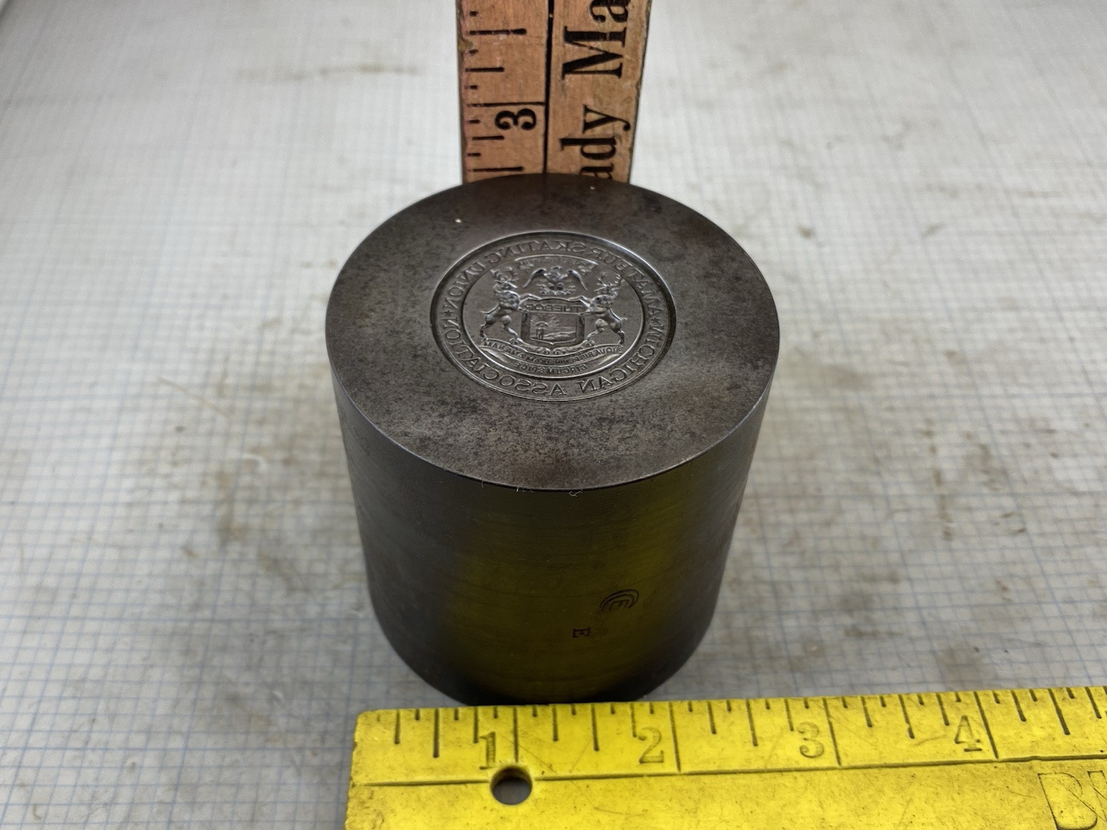 Antique Mold Die Hub Stamp Jewelry Michigan Skating Union ASSN Medal Badge #414