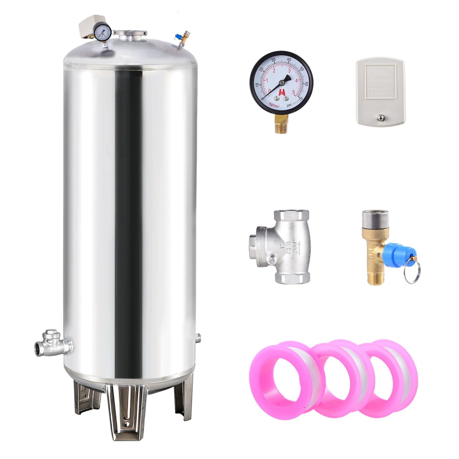 26-52 Gal Pressurized Well Tank Stainless Steel Water Pressure Tank For Well Pum