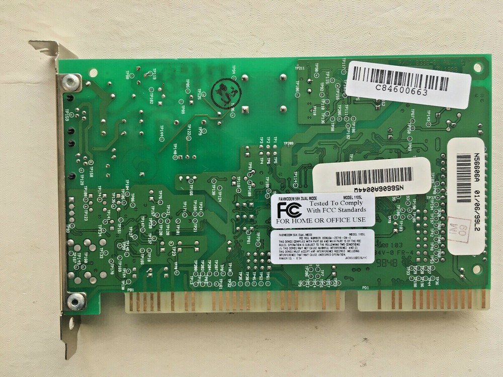 Lucent Model 1105L 56k Internal ISA Card Fax/Data Modem - Tested, Working