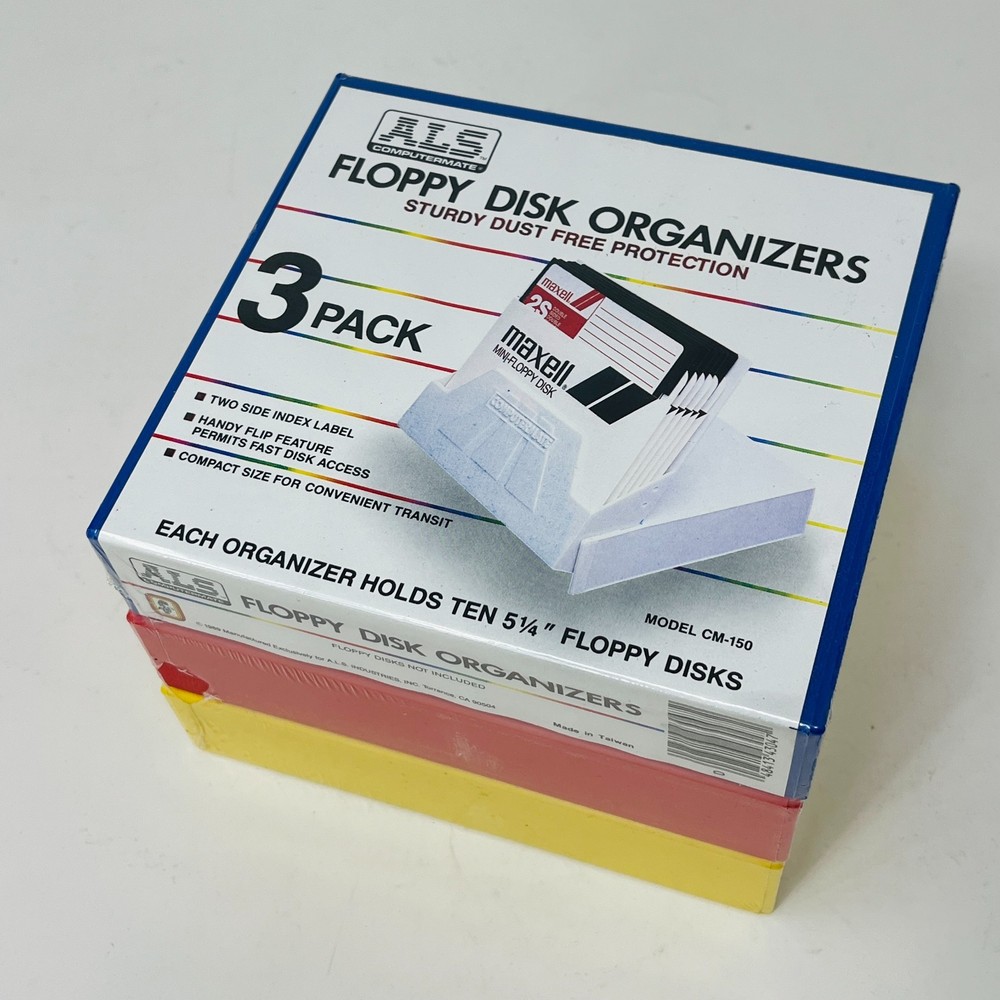 Vintage 3-Pack ALS Computermate Diskette Storage Box Floppy Disk Organizer