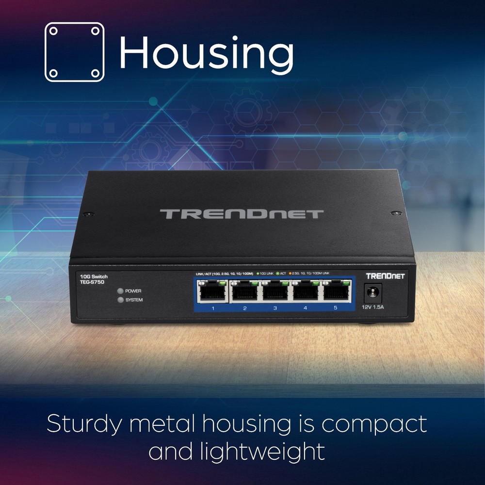 TRENDnet TEG-S750, 5-Port 10G Switch,