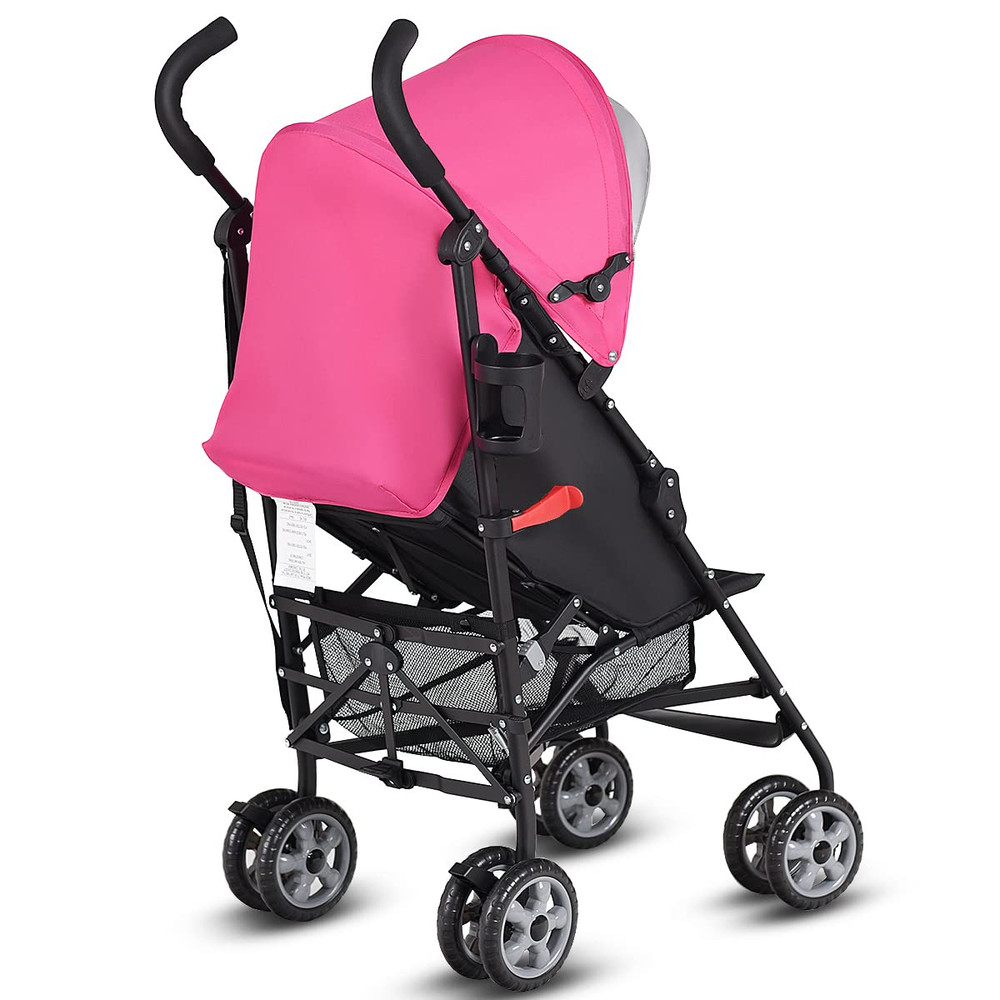 Compact Lightweight Baby Stroller for Travel - Adjustable, Foldable, Pink