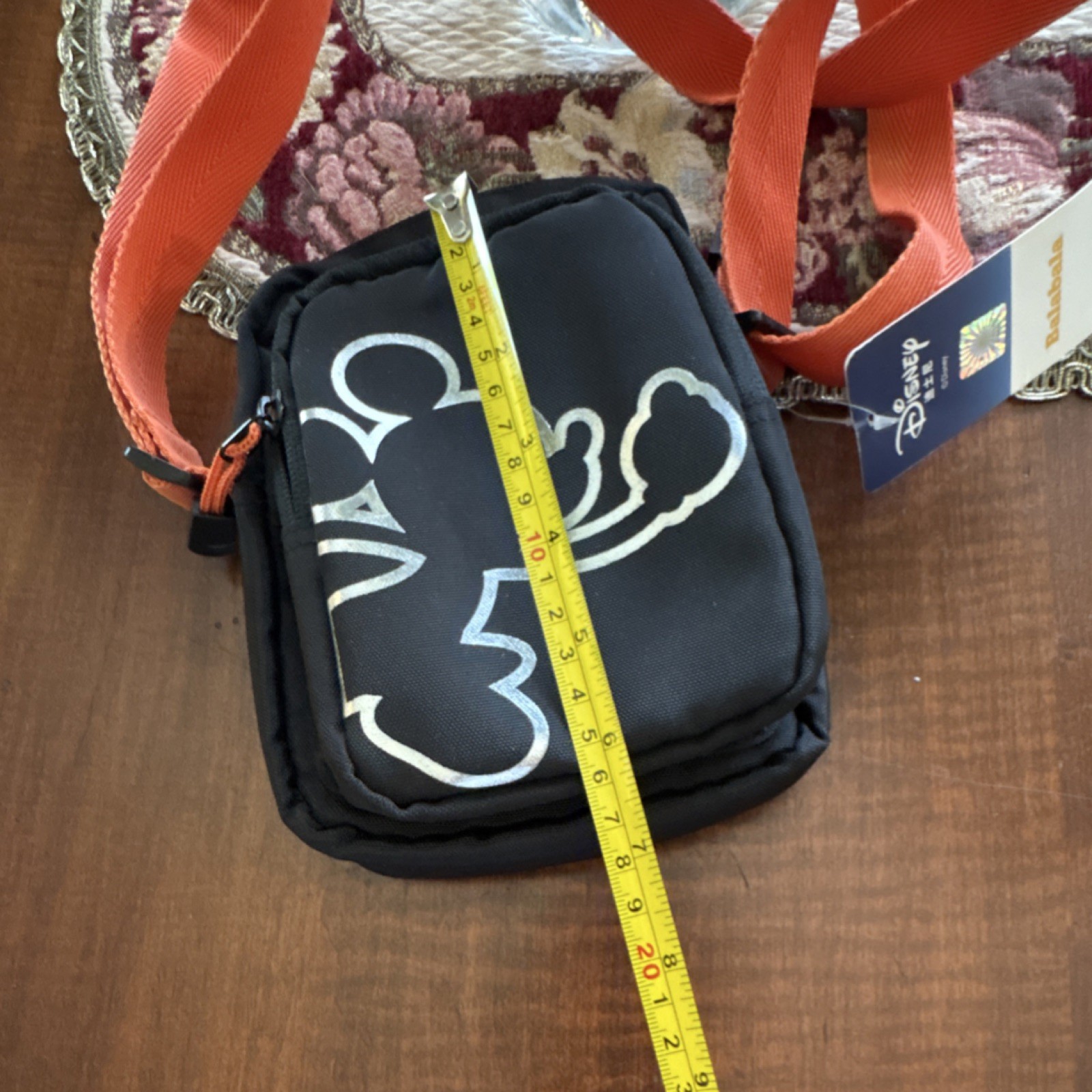 Disney Mickey Mouse Small Black Crossbody Bag with Orange Strap by Balabala