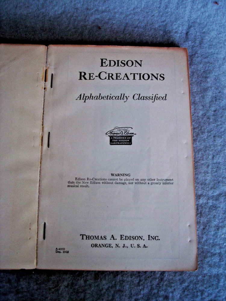 2 different Edison Record Catalogs, 1917 , 1918