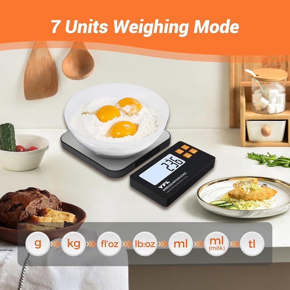 Wireless Kitchen Scale W/ Detachable Remote Display 33lb High Precision Digital