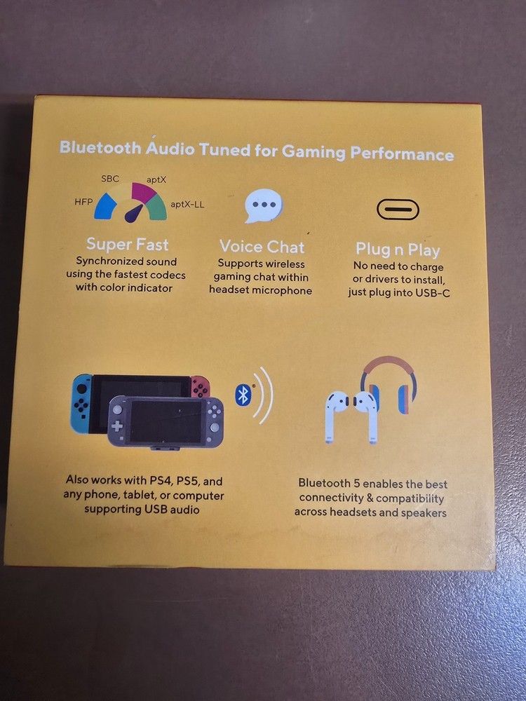 GENKI Audio Lite Bluetooth 5.0 Adapter for Nintendo Switch, Blue - NEW