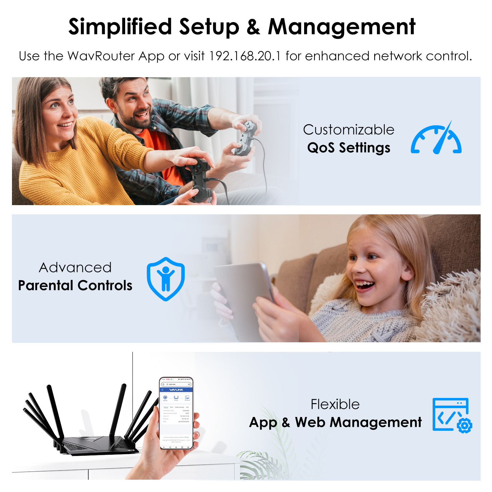 AX6000 Dual Band WiFi 6 Router Gigabit Wireless AX3000 Internet Router VPN WPA3