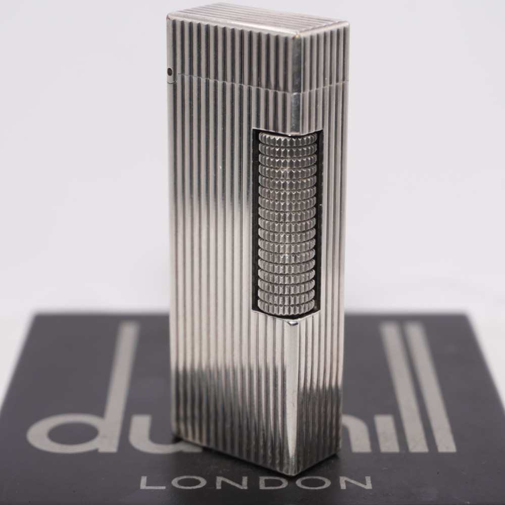 Dunhill Lighter Silver Stripe Pattern-Ultrasonically cleaned_Working