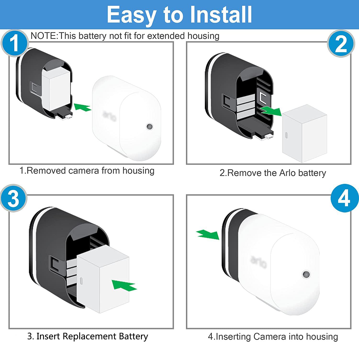 2-pack Batteries + Dual Battery Charger for Arlo Ultra, Pro 3/4 Security Camera