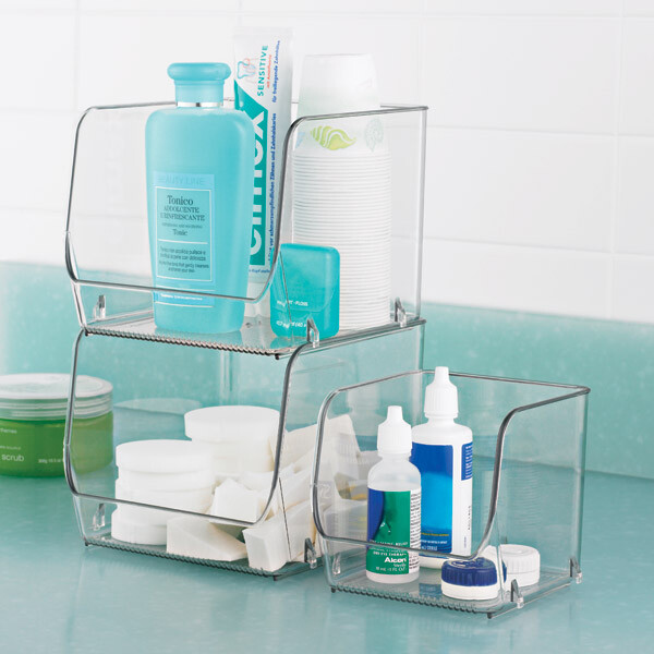 iDesign Open Front Bins Clear 8 Piece Set