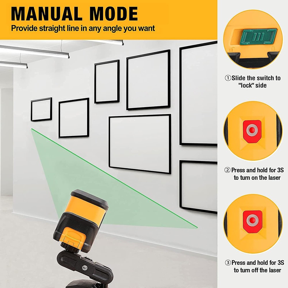 REXISO Self Leveling Cross Line Laser Level Rotatable 360° LED 65FT Indicator US
