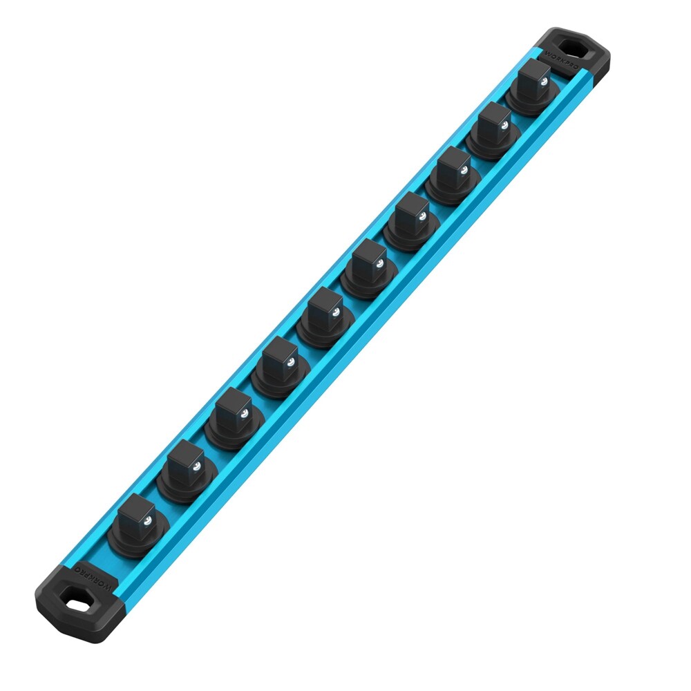 WORKPRO Magnetic Socket Organizer, 3/8''Drive Heavy Duty Socket Holder Sky Blue