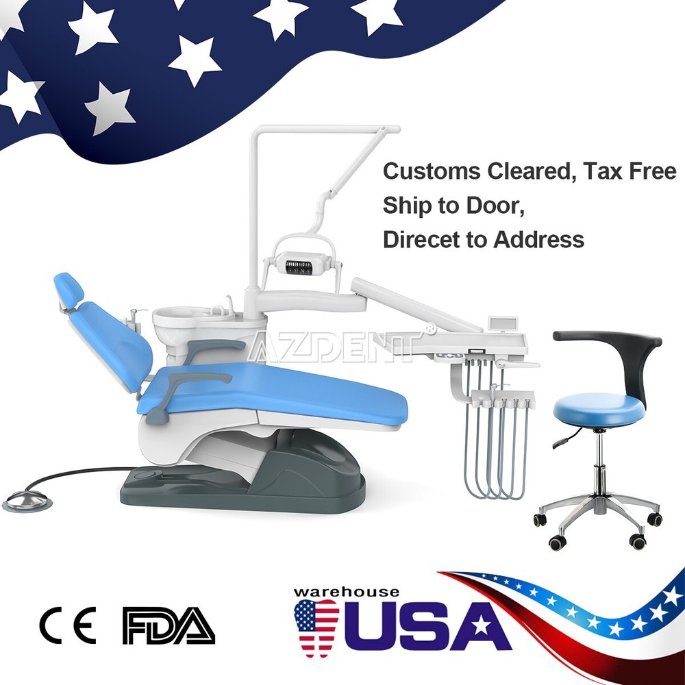 Dental Unit Chair DC Motor Computer Controlled & Air Compressor Rolling Trolley