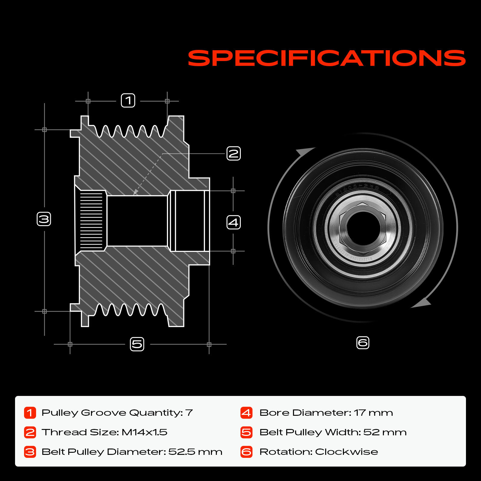 Alternator Clutch Pulley for Toyota Camry RAV4 Tundra Sienna Lexus 7 Grooves CW