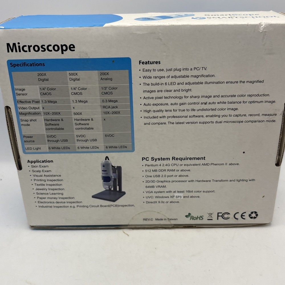 Smart MicroScope By Smart School Systems 200x Digital USB Microscope TESTED WORK