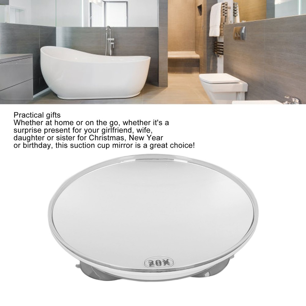 20X Magnifying Mirror With 3 Suction Cups Space Saving Round Strong Suction
