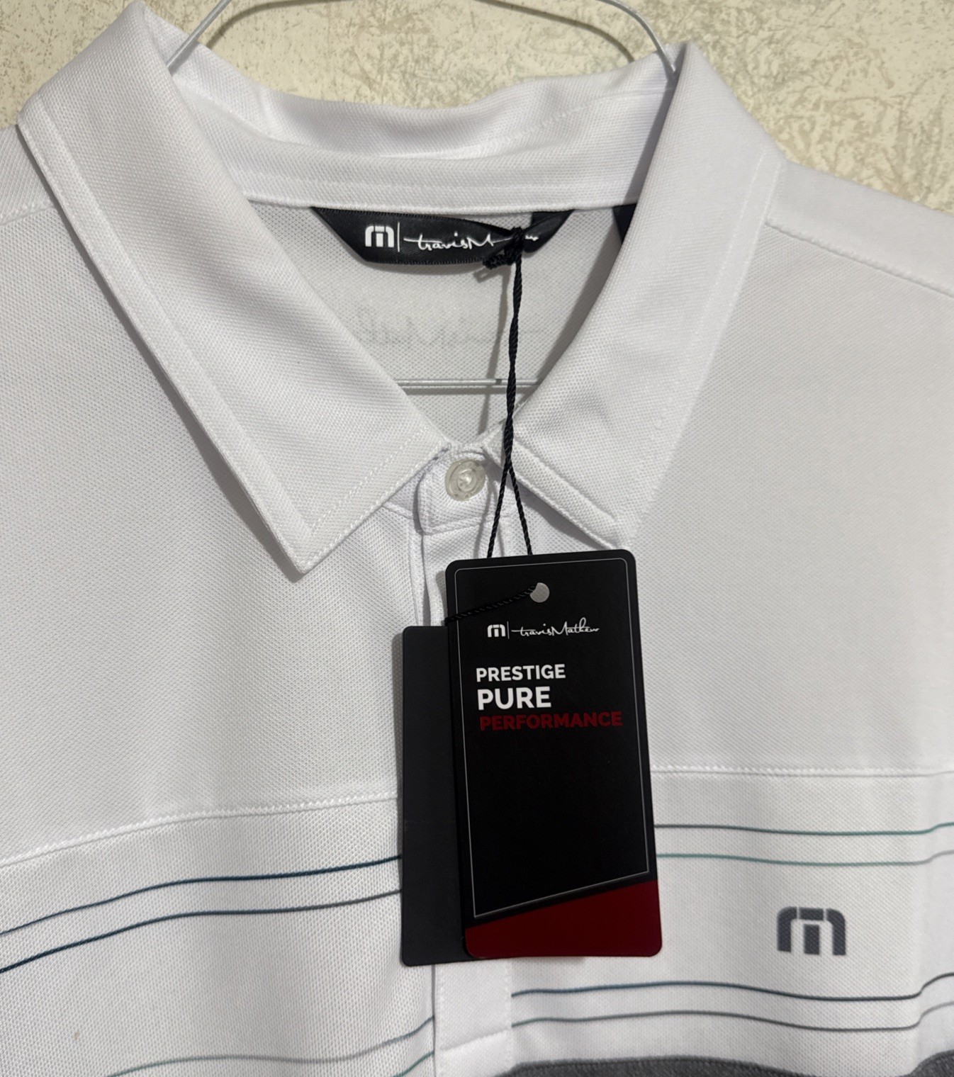 Travis Mathew Polo Shirt Mens 2XL Prestige Pure Performance Properly Hydrate NWT