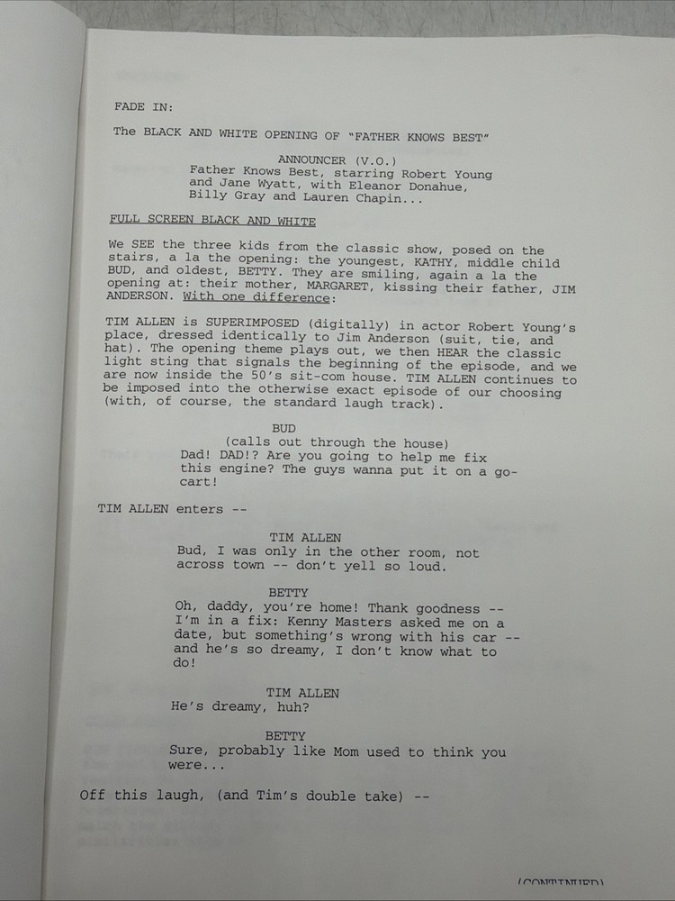 Father Knows Best TV Script Fred Wolf Tim Allen Draft 2003